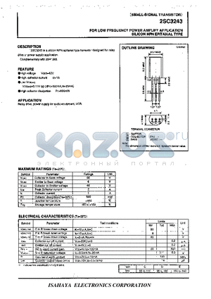 2SC3243 datasheet - SMALL-SIGNAL TRANSISTOR FOR LOW FREQUENCY POWER AMPLIFY APPLICATION