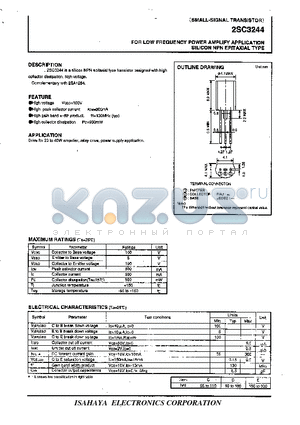 2SC3244 datasheet - FOR LOW FREQUENCY POWER AMPLIFY APPLICATION SILICON NPN EPITAXIAL TYPE