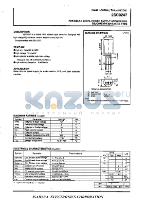 2SC3247 datasheet - FOR RELAY DRIVE POWER SUPPLY APPLICAITON SILICON NPN EPITAXIAL TYPE