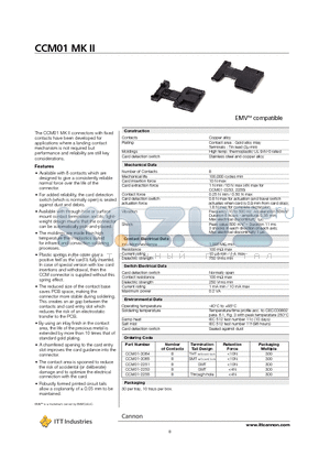 CCM01-2064 datasheet - Available with 8 contacts which are designed to give a consistently reliable normal force over the life of the connector.