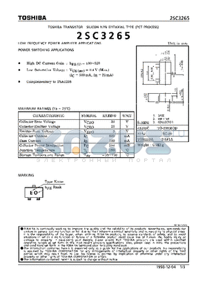 2SC3265 datasheet - NPN EPITAXIAL TYPE (LOW FREQUENCY POWER AMPLIFIER, POWER SWITCHING APPLICATIONS)