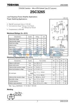 2SC3265 datasheet - Low Frequency Power Amplifier Applications Power Switching Applications
