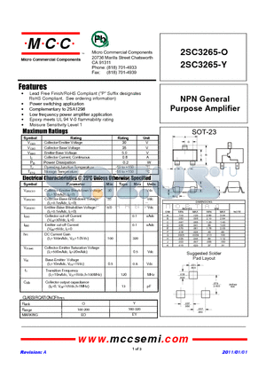 2SC3265-O datasheet - NPN General Purpose Amplifier