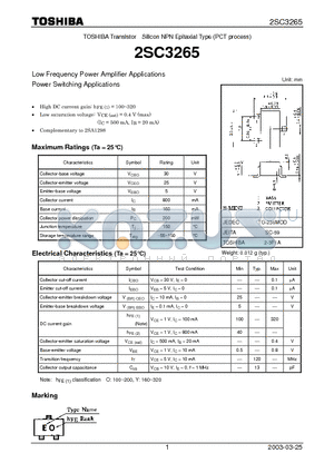 2SC3265_03 datasheet - Low Frequency Power Amplifier Applications Power Switching Applications