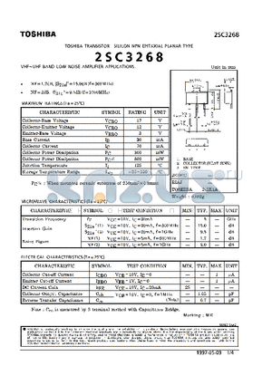 2SC3268 datasheet - SILICON NPN EPITAXIAL PLANAR TYPE