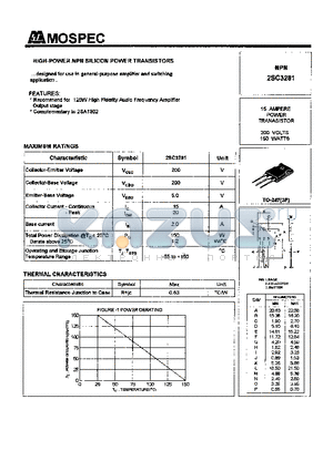 2SC3281 datasheet - POWER TRANSISTORS(15A,200V,150W)