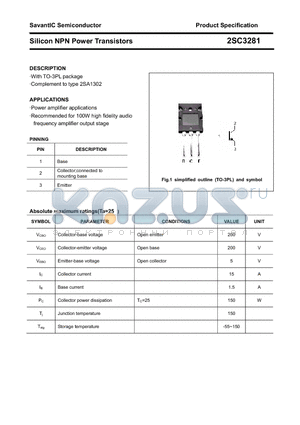 2SC3281 datasheet - Silicon NPN Power Transistors