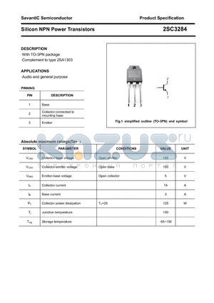 2SC3284 datasheet - Silicon NPN Power Transistors