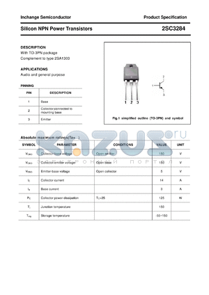 2SC3284 datasheet - Silicon NPN Power Transistors