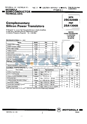 2SC3298B datasheet - COMPLEMENTARY SILICON POWER TRANSISTORS