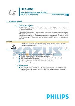 BF1206F datasheet - Dual N-channel dual gate MOSFET