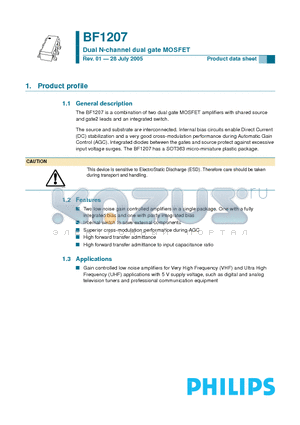 BF1207 datasheet - Dual N-channel dual gate MOSFET