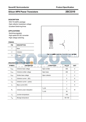 2SC3310 datasheet - Silicon NPN Power Transistors