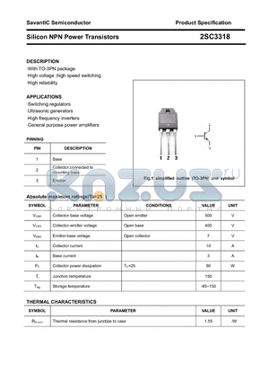 2SC3318 datasheet - Silicon NPN Power Transistors