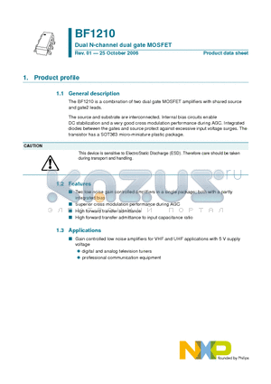 BF1210 datasheet - Dual N-channel dual gate MOSFET