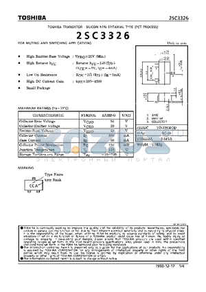 2SC3326 datasheet - NPN EPITAXIAL TYPE (FOR MUTING AND SWITCHING APPLICATIONS)