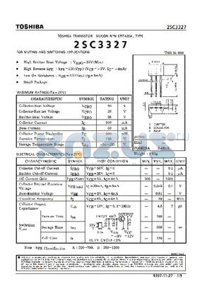 2SC3327 datasheet - NPN EPITAXIAL TYPE (FOR MUTING AND SWITCHING APPLICATIONS)