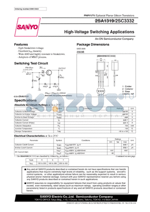 2SC3332_11 datasheet - High-Voltage Switching Applications