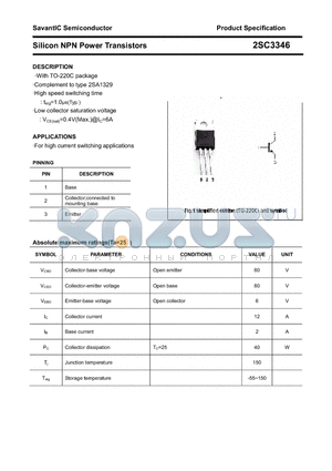 2SC3346 datasheet - Silicon NPN Power Transistors