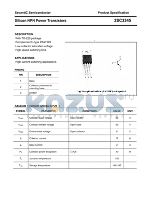 2SC3345 datasheet - Silicon NPN Power Transistors