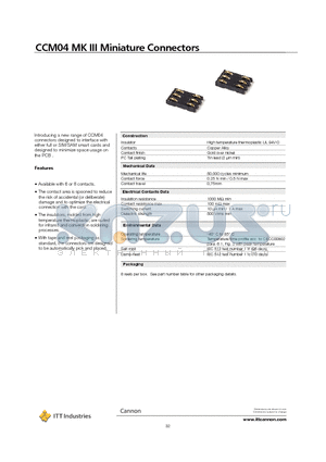 CCM04-5116 datasheet - Miniature Connectors