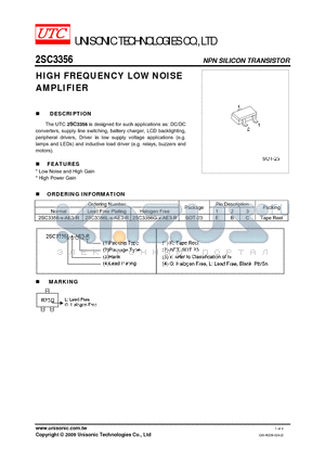 2SC3356 datasheet - HIGH FREQUENCY LOW NOISE AMPLIFIER