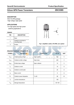 2SC3365 datasheet - Silicon NPN Power Transistors