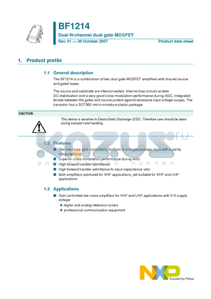 BF1214 datasheet - Dual N-channel dual gate MOSFET