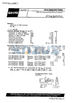 2SC3383 datasheet - AF Amp Applications