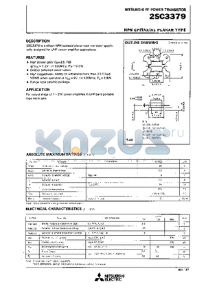 2SC3379 datasheet - NPN EPITAXIAL PLANAR TYPE (RF POWER TRANSISTOR)