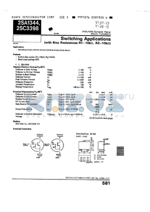 2SC3398 datasheet - PNP/ NPN EPITAXIAL PLANAR SILICON TRANSISTORS