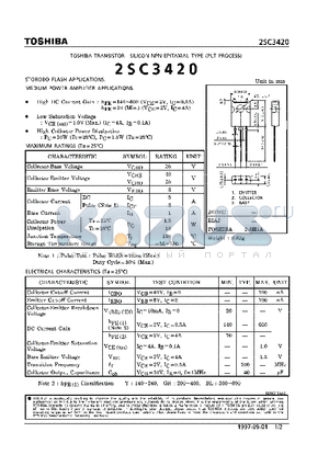 2SC3420 datasheet - NPN EPITAXIAL TYPE (STOROBO FLASH, MEDIUM POWER AMPLIFIER APPLICATIONS)