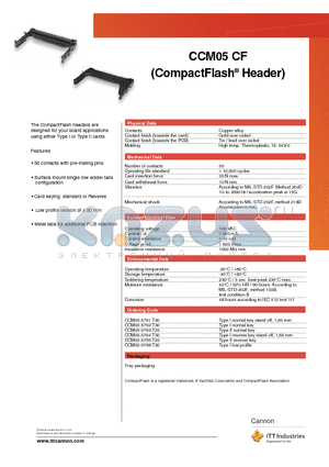 CCM05-5791T30 datasheet - CompactFlash Header