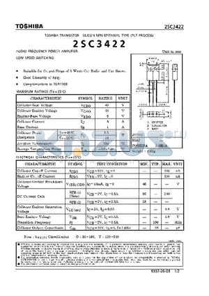 2SC3422 datasheet - NPN EPITAXIAL TYPE (AUDIO FREQUENCY POWER AMPLIFIER, LOW SPEED SWITCHING)