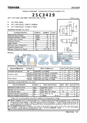 2SC3429 datasheet - NPN EPITAXIAL PLANAR TYPE (VHF ~ UHF BAND LOW NOISE AMPLIFIER APPLICATIONS)