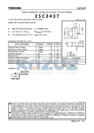 2SC3437 datasheet - NPN EPITAXIAL TYPE (ULTRA HIGH SPEED SWITCHING, COMPUTER, COUNTER APPLICATIONS)