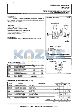 2SC3438 datasheet - FOR HIGH VOLTAGE DRIVE APPLICATION SILICON NPN EPITAXIAL TYPE