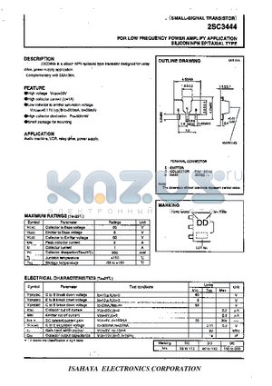 2SC3444 datasheet - FOR LOW FREQUENCY POWER AMPLFY APPLICATION SILICON NPN EPITAXIAL TYPE