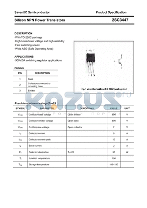 2SC3447 datasheet - Silicon NPN Power Transistors