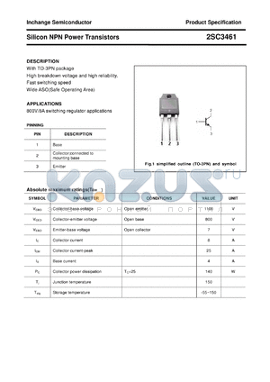 2SC3461 datasheet - Silicon NPN Power Transistors