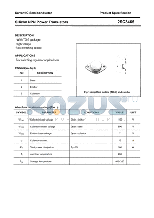 2SC3465 datasheet - Silicon NPN Power Transistors