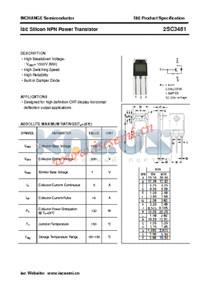 2SC3481 datasheet - isc Silicon NPN Power Transistor