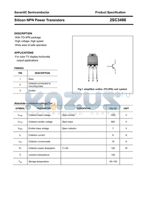 2SC3486 datasheet - Silicon NPN Power Transistors