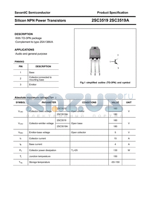 2SC3519A datasheet - Silicon NPN Power Transistors