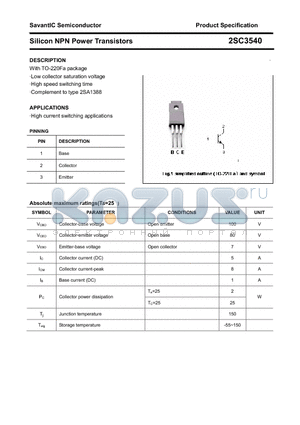 2SC3540 datasheet - Silicon NPN Power Transistors