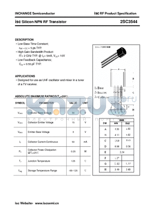 2SC3544 datasheet - isc Silicon NPN RF Transistor