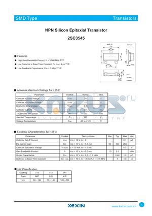 2SC3545 datasheet - NPN Silicon Epitaxial Transistor