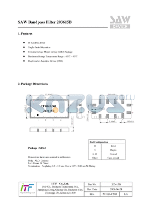 203615B datasheet - SAW Bandpass Filter