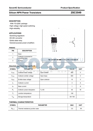 2SC3549 datasheet - Silicon NPN Power Transistors