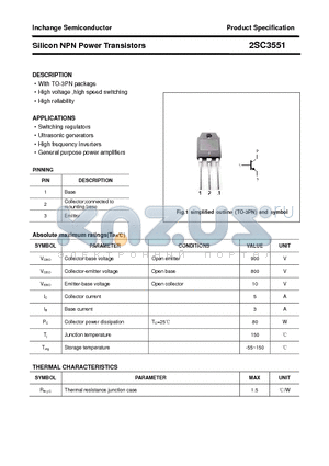 2SC3551 datasheet - Silicon NPN Power Transistors